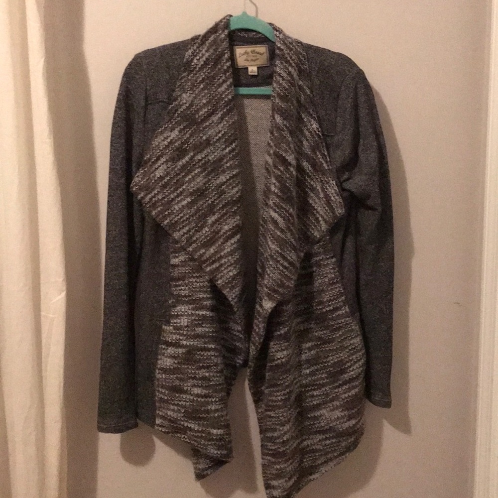 Lucky Brand Gray Sweatshirt-feel Cardigan